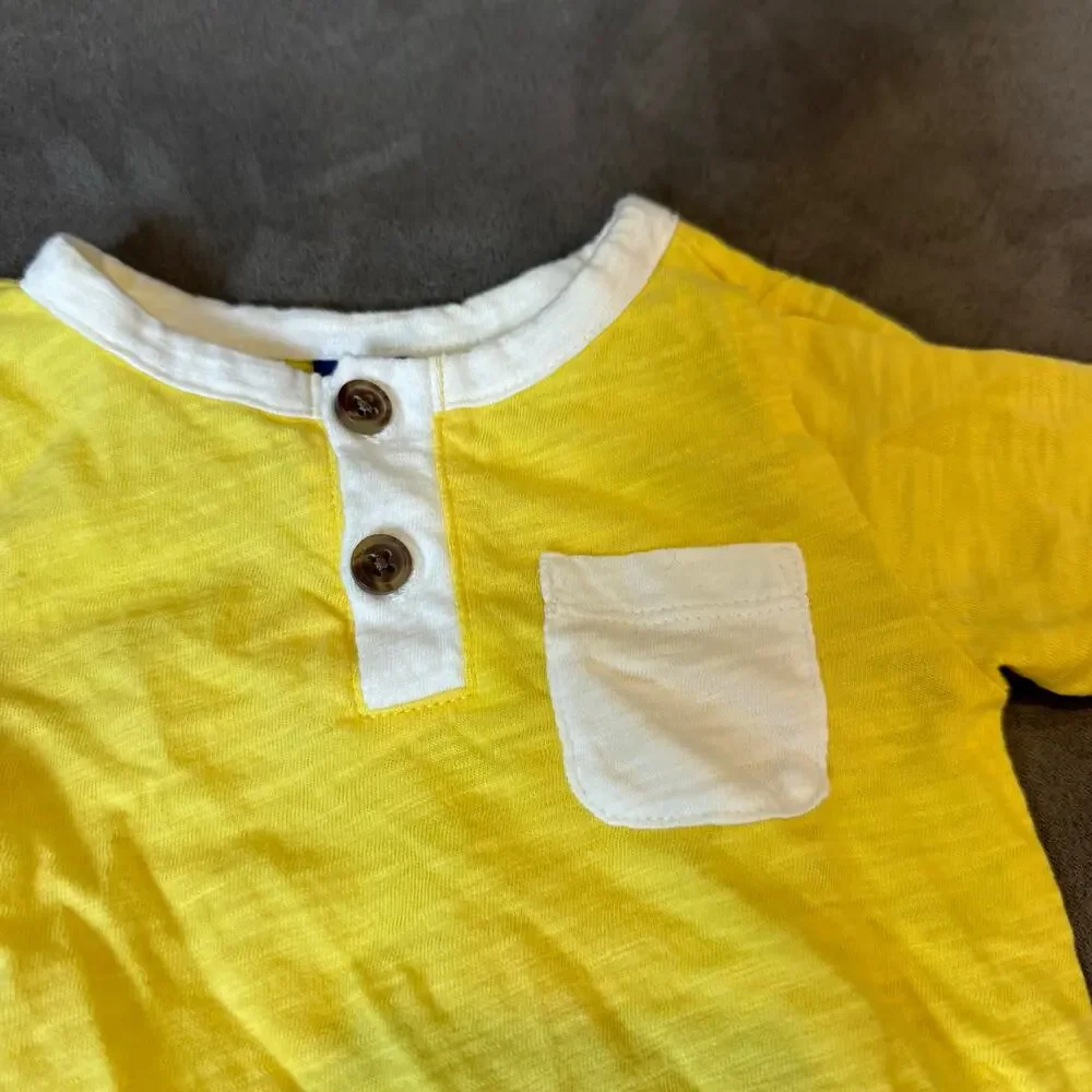 Old Navy Yellow Henley Romper Jumpsuit One Piece Outfit Baby Boys 3-6 Months
